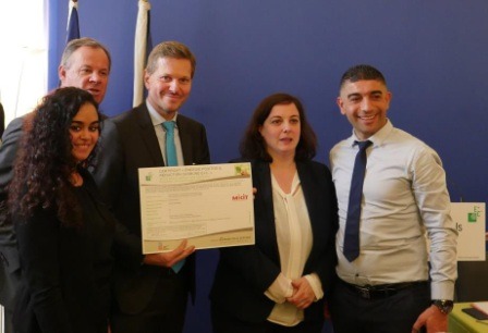 Damien Hereng, Président de Mikit et Emmanuelle Cosse, Ministre du Logement, lors de la cérémonie officielle du 15 mars 2017