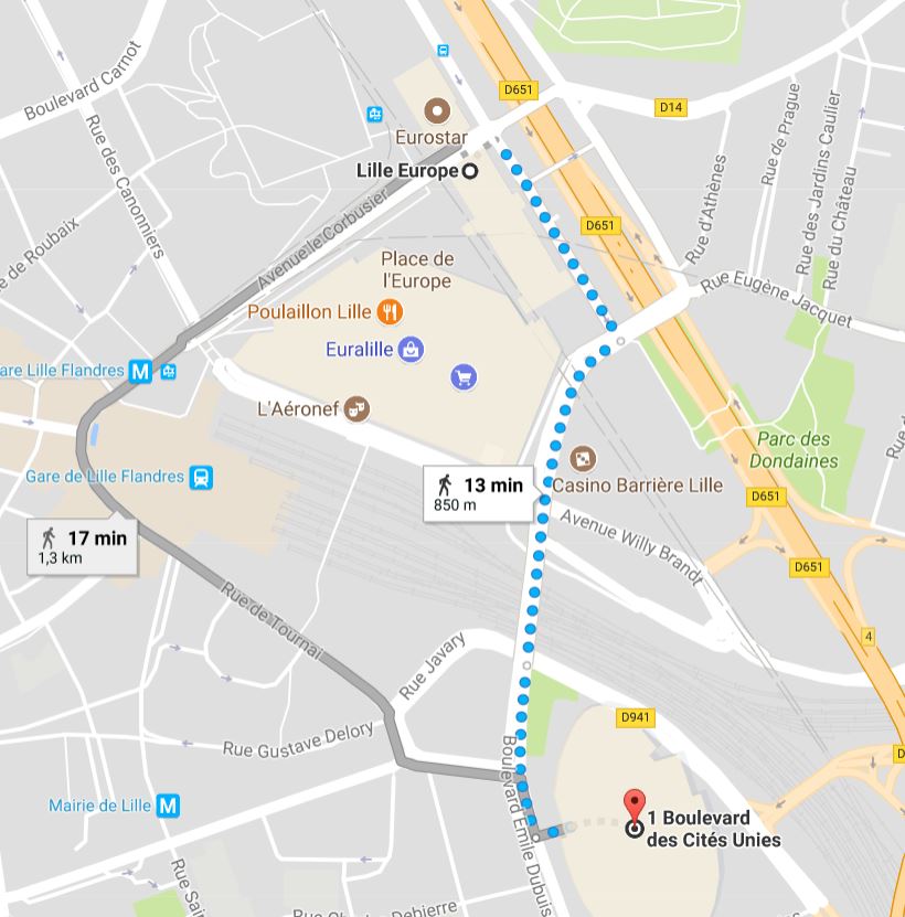 Le congrès est à 850 mètres des gares de Lille