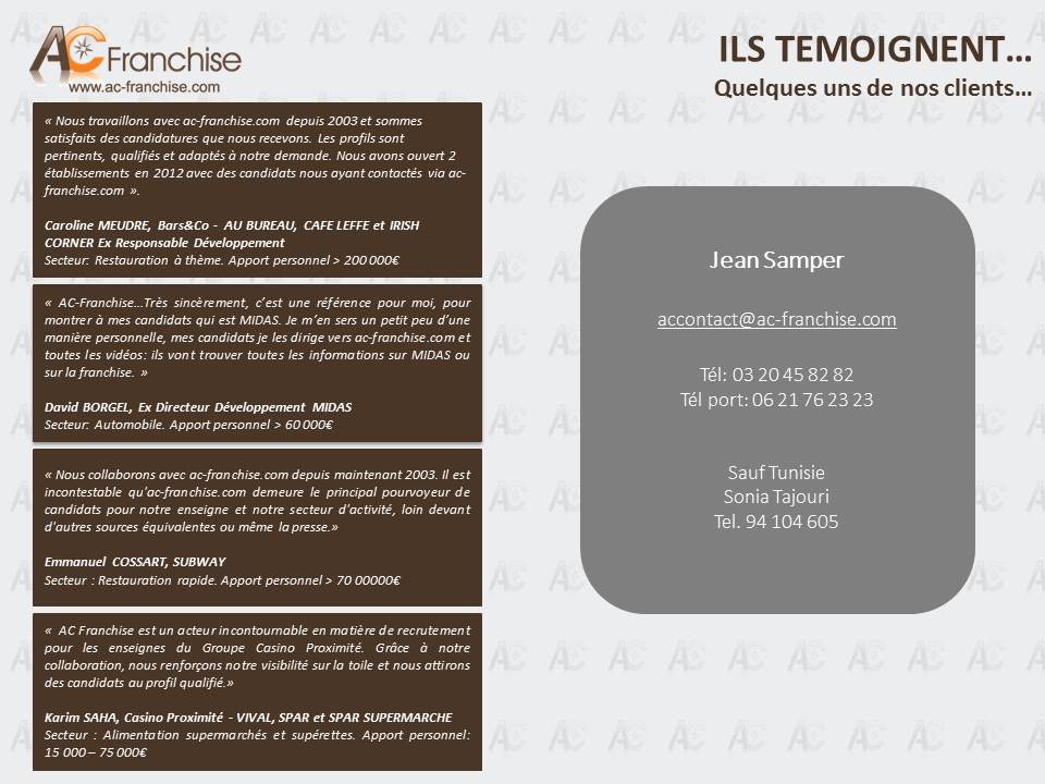 Témoignages de franchiseurs satisfaits d&rsquo;AC Franchise