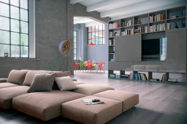 Bibliothèque séparatrice: ensemble double face pour créer une séparation dans une vaste pièce