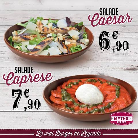 Salade Caesar et salade Caprese