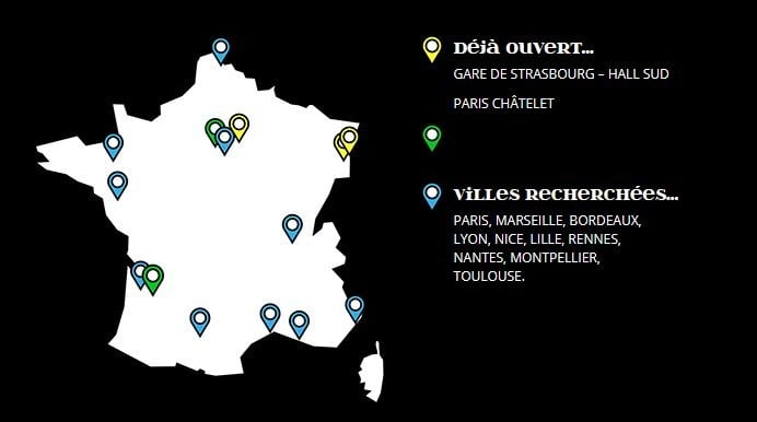 Implantations du réseau Gagao