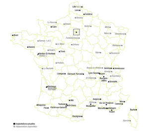 Implantations actuelles et disponibles - Réseau Archea
