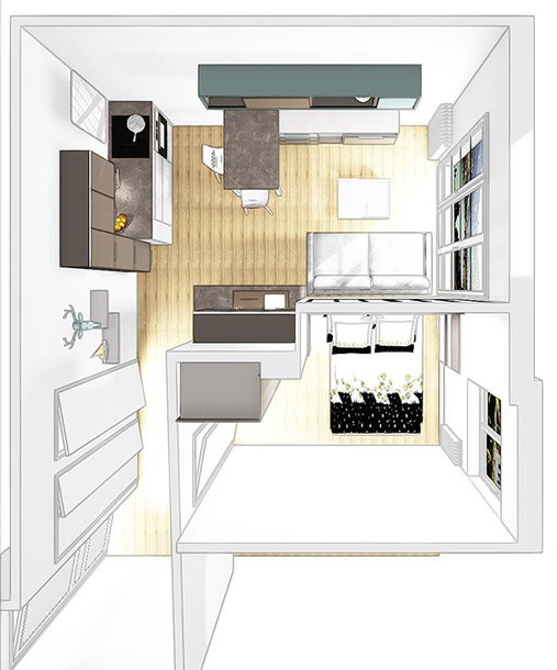 Plan du studio par Mobalpa