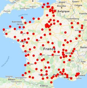 Implantations du réseau Bastide