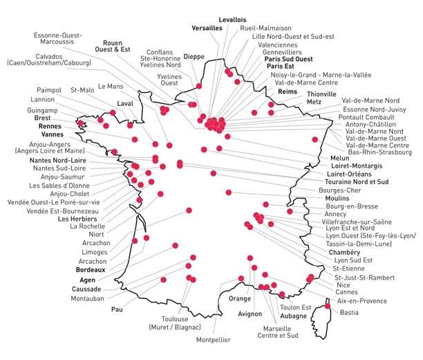 Implantations du réseau Les Menus Services