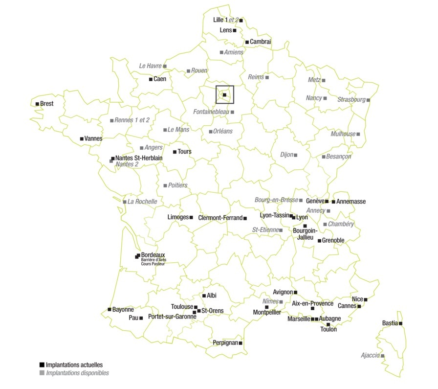 carte réseau archea implantations disponibles