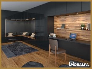 bureau intégré dans le prolongement du salon - Mobalpa