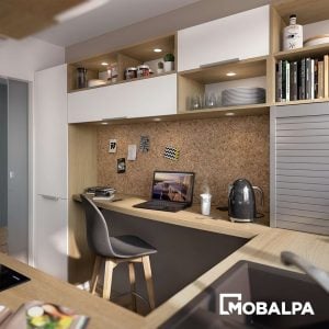 bureau intégré dans une petite cuisine - Mobalpa