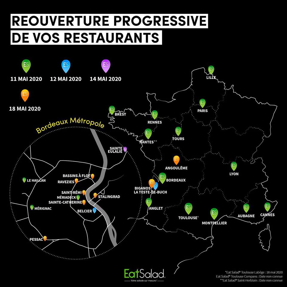 Les prochaines ouvertures Eat Salad en France et à l