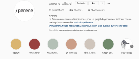 La franchise d’agencement Perene communique sur Instagram