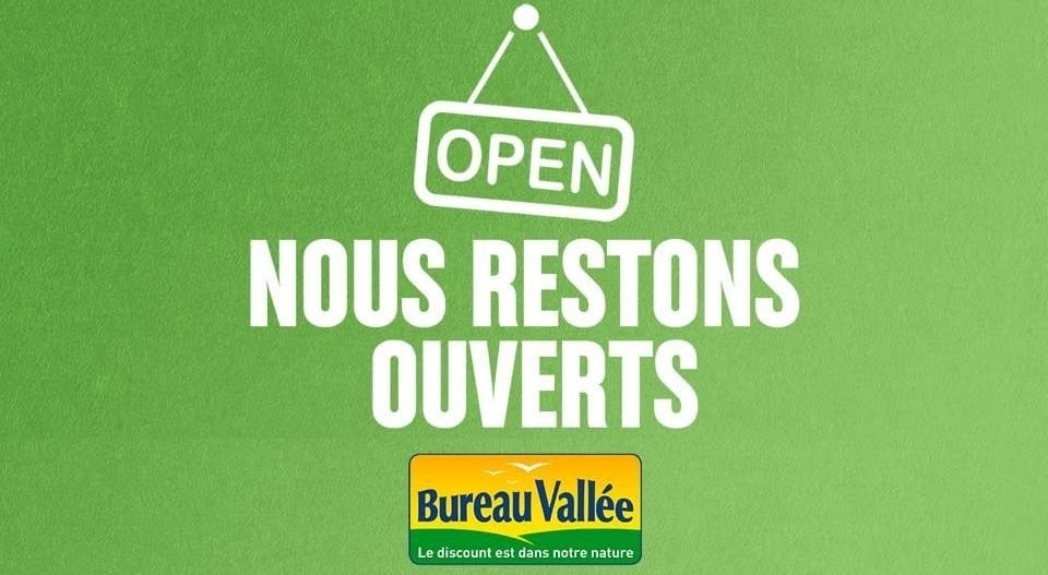 Les magasins du réseau Bureau Vallée restent ouverts physiquement