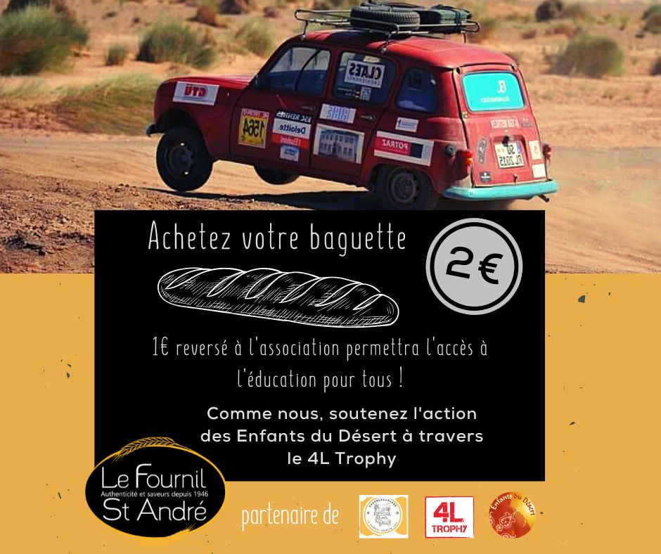 La franchise Le Fournil St André apporte son soutien au 4L Trophy