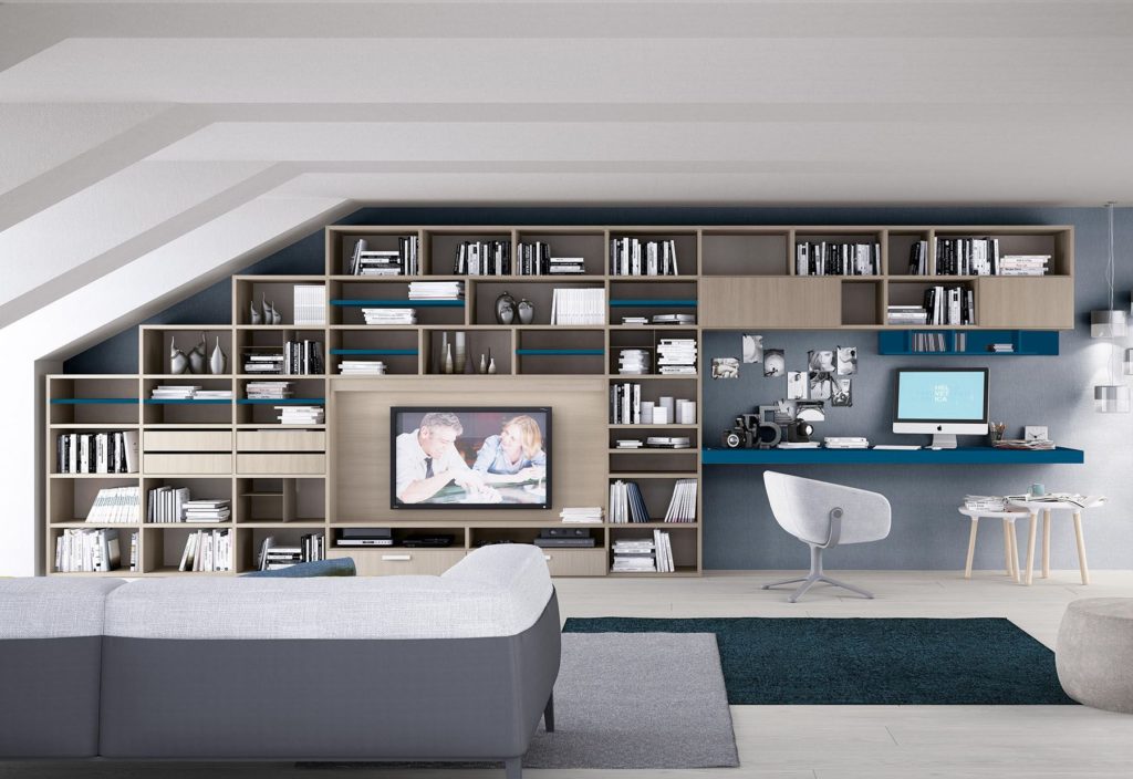 Aménagement salon et bibliothèque
