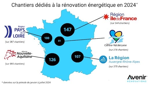 Les régions avec les plus fortes demandes en rénovation énergétique