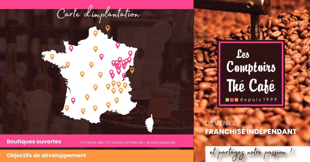 Implantations et emplacements du réseau Les Comptoirs Thé Café