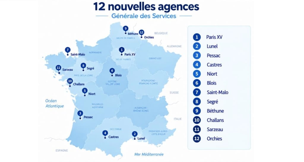 12 nouvelles agences Générale des Services