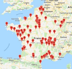 Implantations du réseau Attila