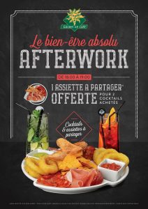 Offre 2: 1 assiette à partager offerte pour 2 cocktails achetés, de 18h à 19h