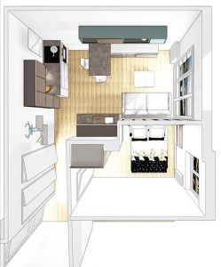 Plan du studio par Mobalpa